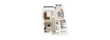 1 Bed 1 Bath Floorplan B at District on the Etowah Apartments, Georgia, 30114