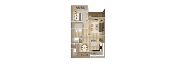 1 bed 1 bath B Floorplan at The Crest at Oakwood Apartments, Oakwood  30566