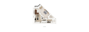 1 Bed 1 Bath Floorplan D at District on the Etowah Apartments, Canton, GA