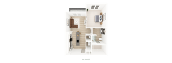 1 Bed 1 Bath Floorplan H at District on the Etowah Apartments, Georgia