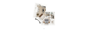 1 Bed 1 Bath Floorplan I at District on the Etowah Apartments, Canton, GA 30114