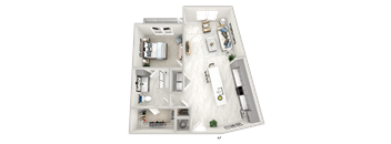 District At Riverside High End Apartment Community: A7 1 Bed, 1 Bath Apartment Home Floorplan Located in Chattanooga, TN