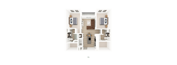 2 Bed 2 Bath Floorplan C at District on the Etowah Apartments, Canton Georgia