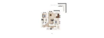 2 Bed 2 Bath Floorplan F at District on the Etowah Apartments, Georgia