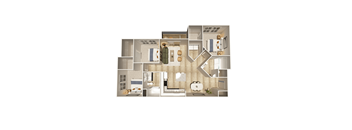 3 bed 2 bath Floorplan at The Crest at Oakwood Apartments, Oakwood , GA