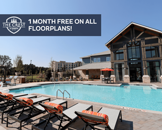 1 month free on all floor plans at the crest apartments