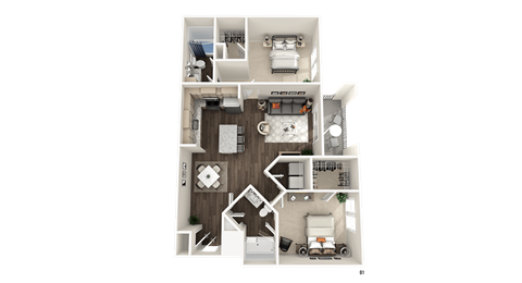 2 bedroom 2 bathroom B1 Floor Plan at The Crest at Acworth, Acworth, GA, 30102