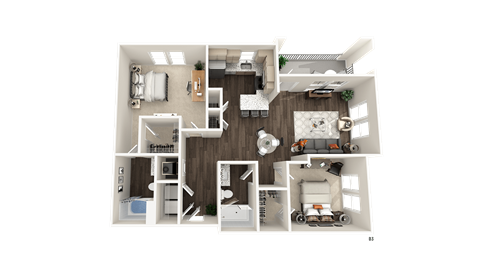 2 bedroom 2 bathroom B3 Floor Plan at The Crest at Acworth, Acworth, Georgia