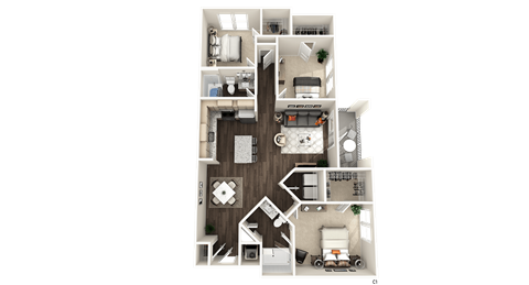 3 bedroom 2 bathroom C1 Floor Plan at The Crest at Acworth, Acworth, GA