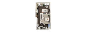 1 bedroom 1 bathroom Studio Floor Plan at The Crest at Acworth, Georgia, 30102
