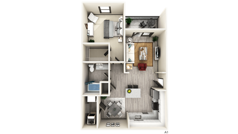 1 BED 1 BATH  A1 Floor Plan at The Crest at Naples, Florida