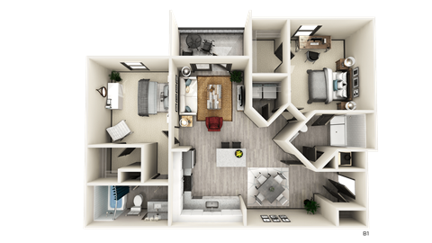 2 BED 2 BATH B1 Floor Plan at The Crest at Naples, Naples, FL, 34113
