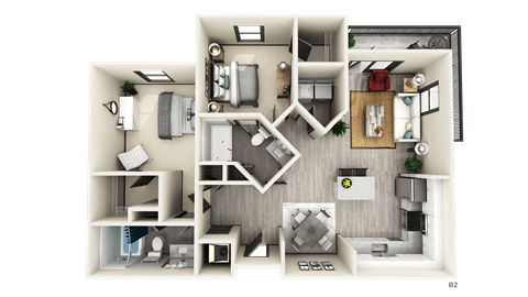 2 BED 2 BATH B2 Floor Plan at The Crest at Naples, Naples, FL