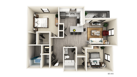 2 BED 2 BATH B3.1 Floor Plan at The Crest at Naples, Naples