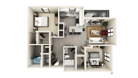 2 BED 2 BATH B3 Floor Plan at The Crest at Naples, Naples, Florida