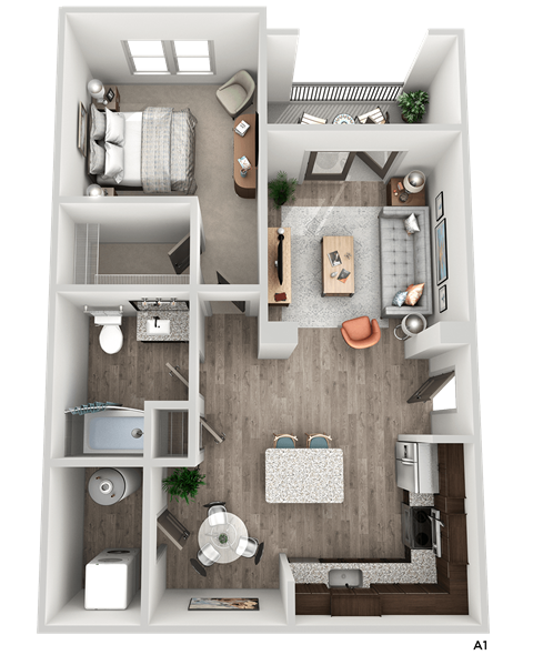 1 bed 1 bath A1 Floor Plan at The Crest at South Point, Georgia, 30253