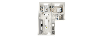 District at Riverside High End Apartment Community: A2 1 Bed, 1 Bath Floorplan located in Chattanooga, TN
