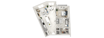 District At Riverside High End Apartment Community: A8 1 Bed, 1 Bath Apartment Home Floorplan located in Chattanooga, TN