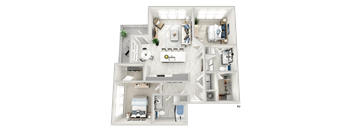 District At Riverside High End Apartment Community: B2 2 Bed, 2 Bath Apartment Home Floorplan Located in Chattanooga, TN