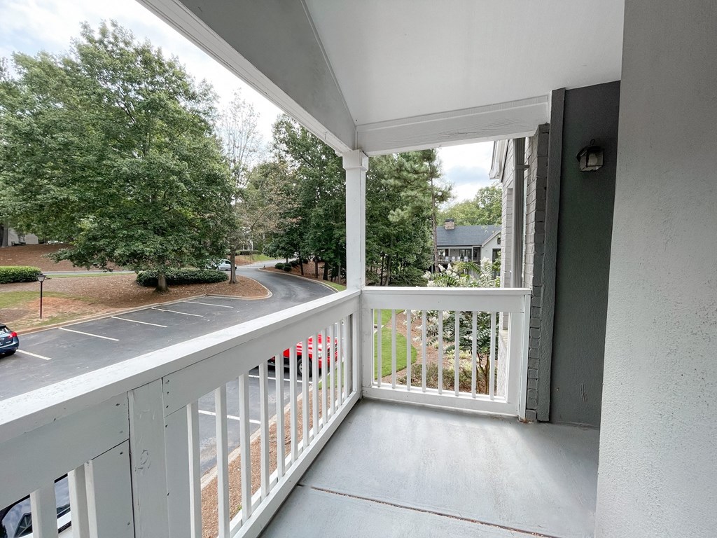 Drayton cement balcony with white railings located in Duluth,GA