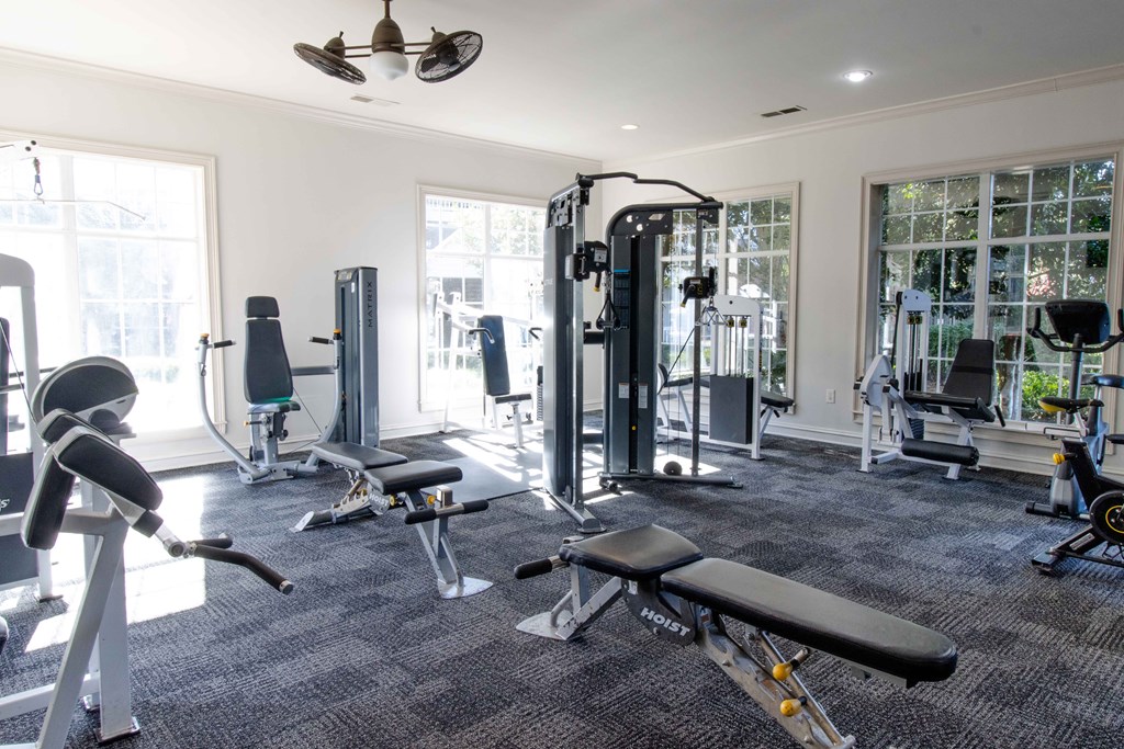 A gym at The Crest at Sugarloaf, Lawrenceville