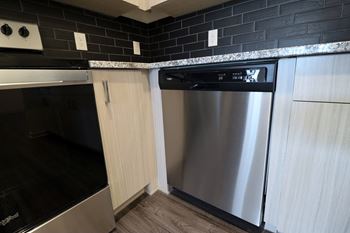 a view of the kitchen in the 1 bedroom clipper floor plan at nantucket apartments at The Crest at Acworth, Georgia, 30102