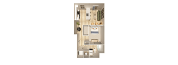 Studio 1 bath Floorplan at The Crest at Oakwood Apartments, Georgia