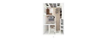 1 Bed 1 Bath Floorplan at District on the Etowah Apartments, Canton