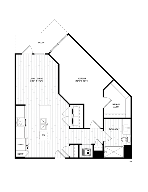 A3 Floor Plan at District at Riverside Apartments, Chattanooga, Tennessee