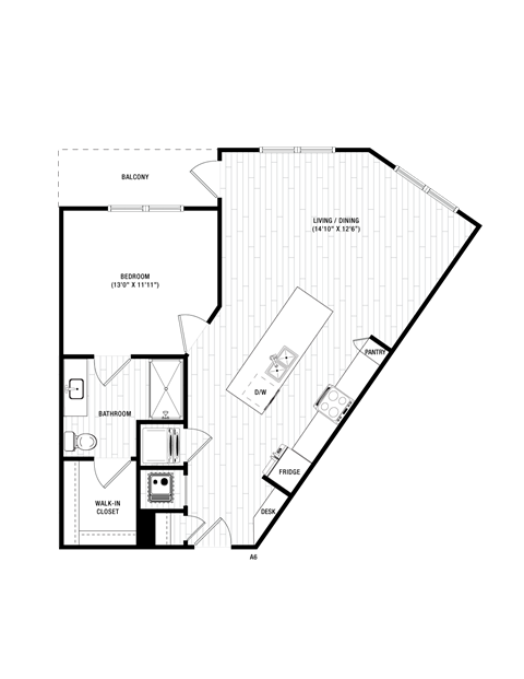 A6 Floor Plan at District at Riverside Apartments, Tennessee, 37406