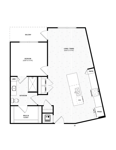 A7 Floor Plan at District at Riverside Apartments, Chattanooga, Tennessee