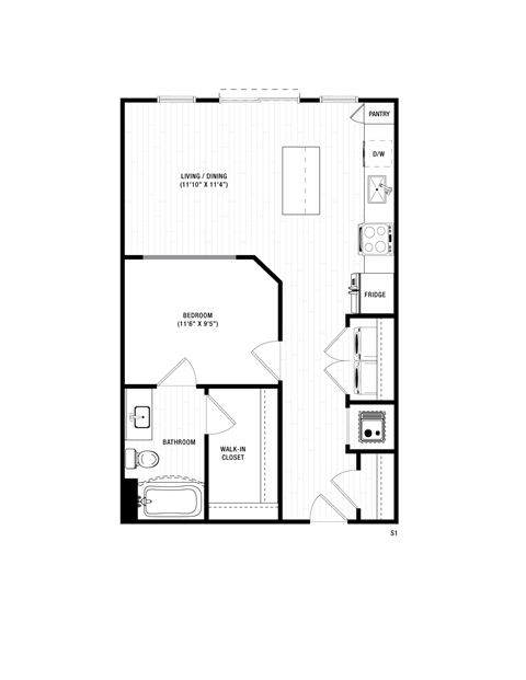 S1 Floor Plan at District at Riverside Apartments, Chattanooga, TN