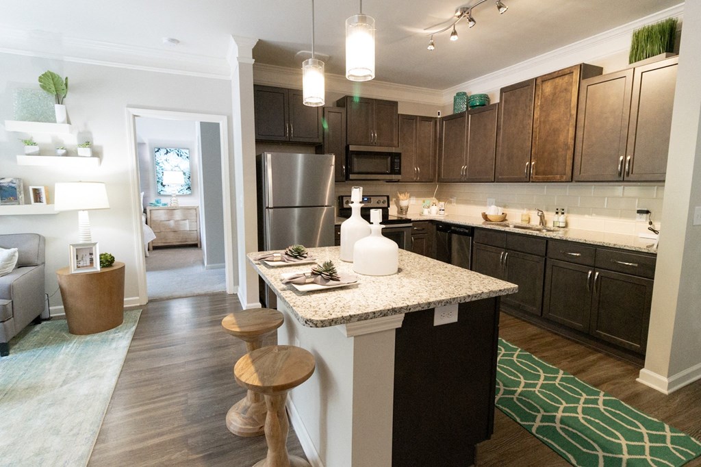 The Crest at Laurel Canyon 2 Bedroom Model Apartment Home Kitchen located in Canton,GA