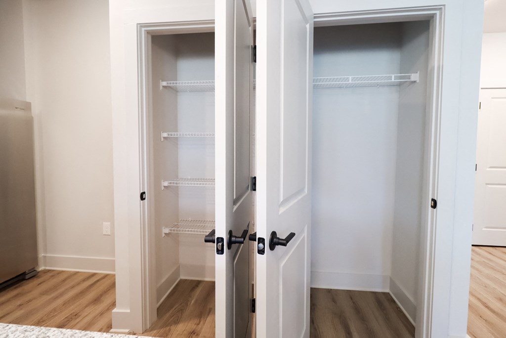 the closet in the master bedroom is empty and ready to be remodeled at The Crest at South Point Apartments, Davenport , GA, 30253