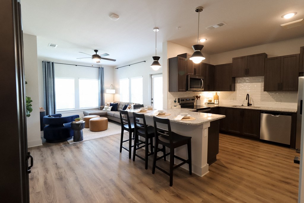 Kitchen and dining at The Crest at South Point Apartments, Davenport , GA, 30253