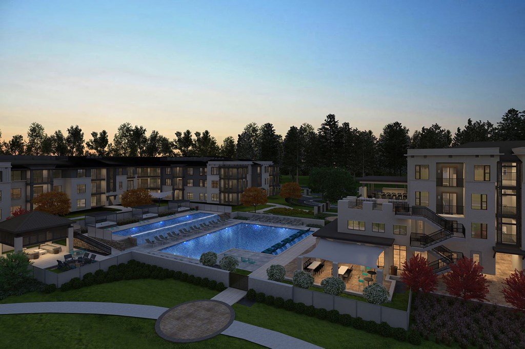 an aerial view of the property at The Wren Apartments, Lawrenceville, Georgia
