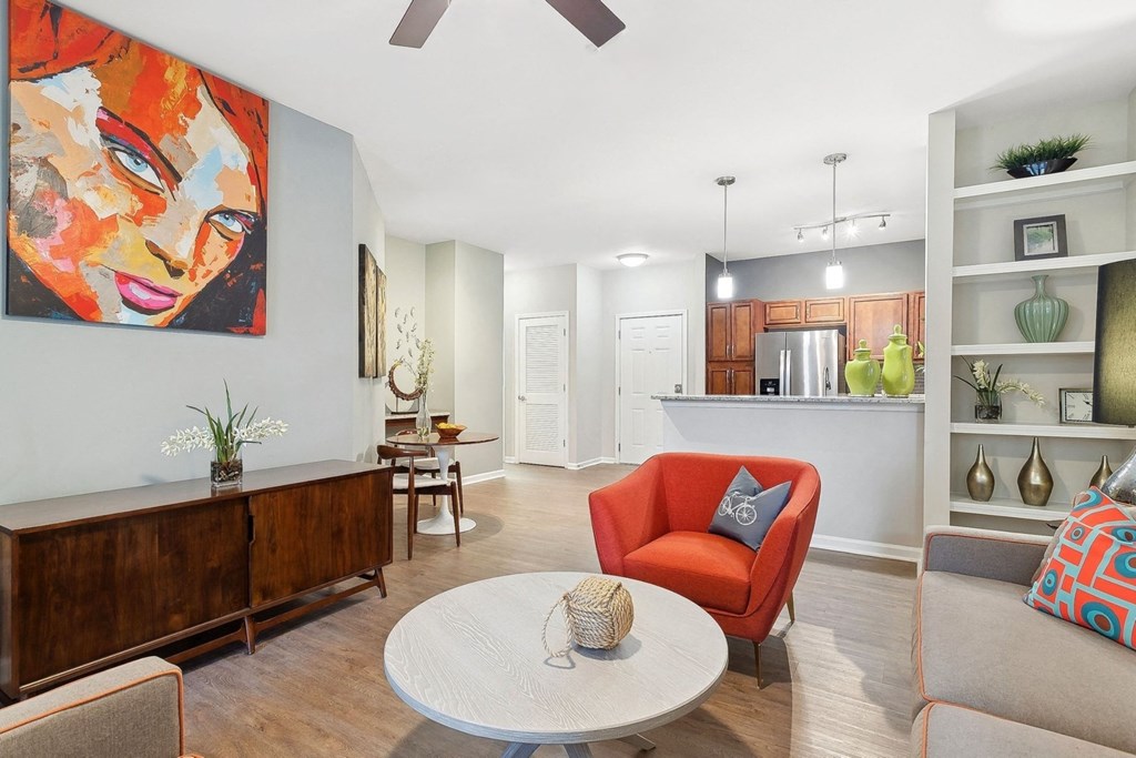 open-concept kitchen and living area at Sorelle apartments