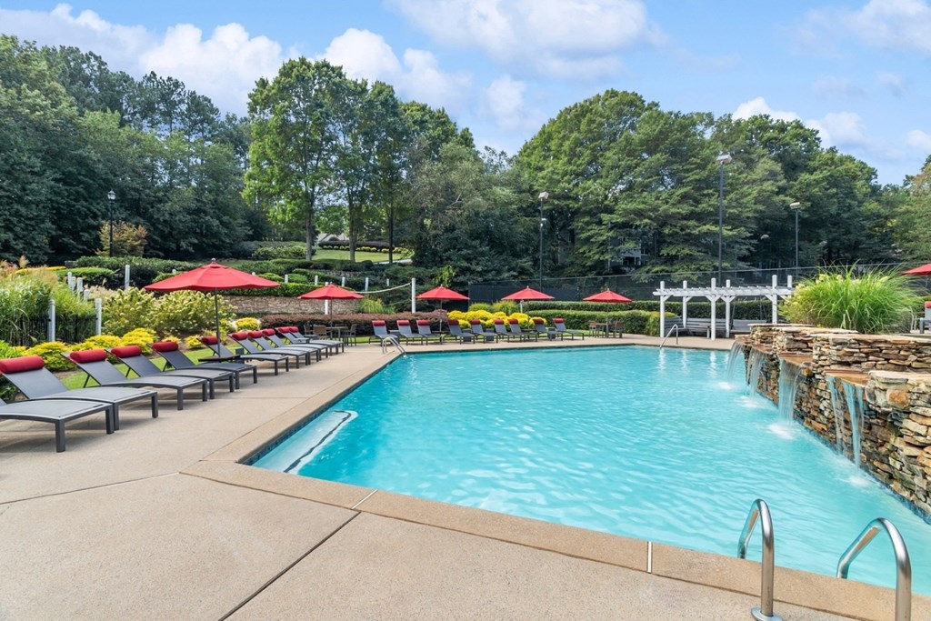 resort-inspired swimming pool at The Berkshires at Vinings apartments