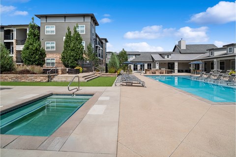 A swimming pool in a residential area.