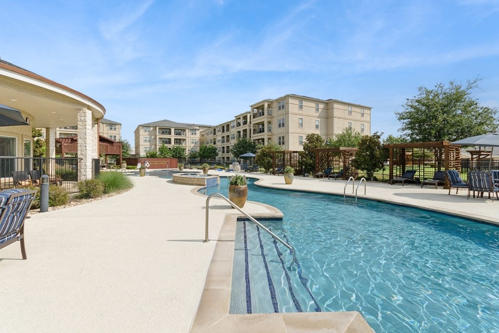 resort-inspired swimming pool at Retreat at Wylie senior 55+ apartments
