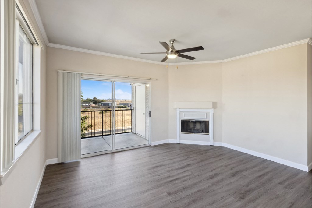 living room with a fireplace at Bridgeport Ranch apartments