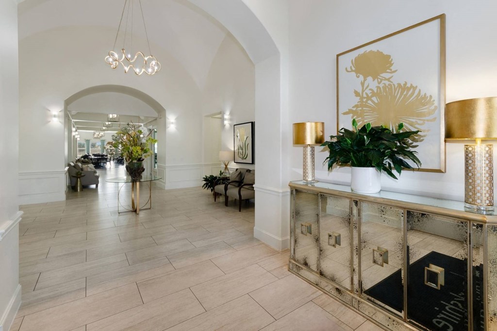 the lobby and reception area at Retreat at Wylie senior 55+ apartments