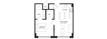 floorplan of a one bedroom luxury apartment at 29 Wyn apartments in Miami, FL