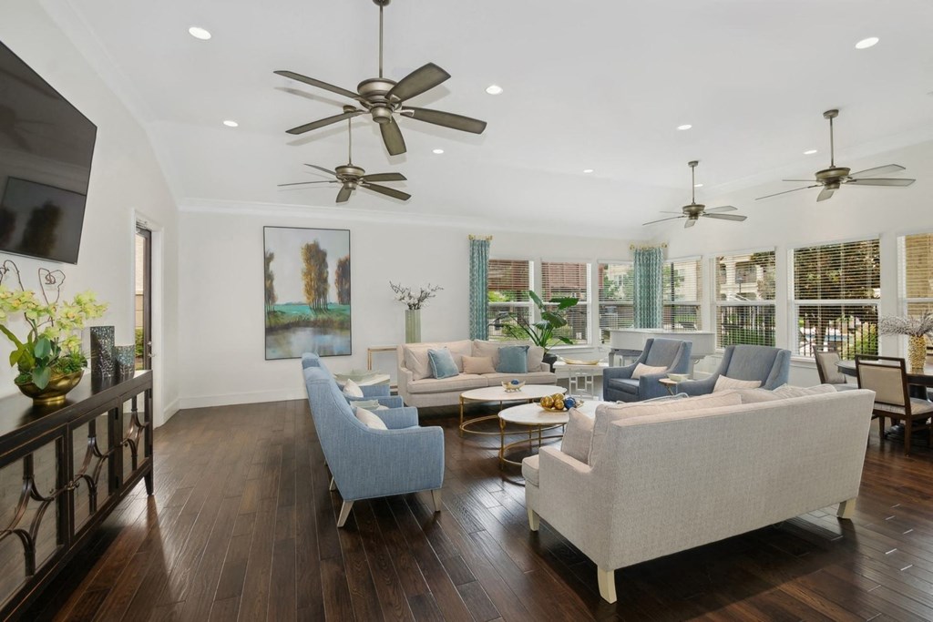 social lounge and conversation area with comfortable seating at Retreat at Wylie senior 55+ apartments