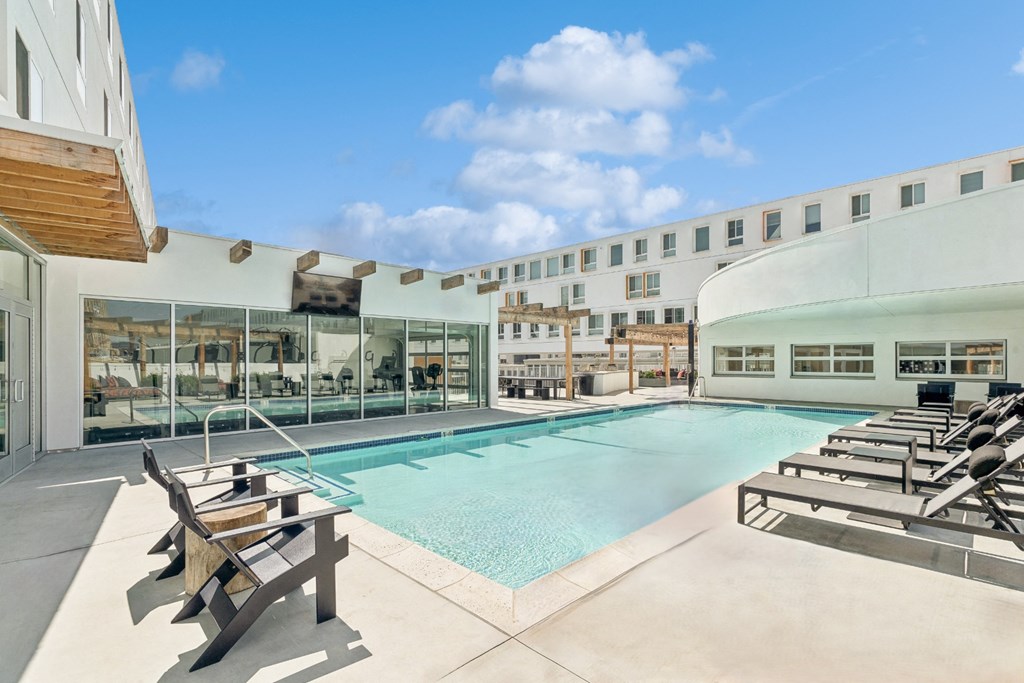 swimming pool at One Santa Fe apartments