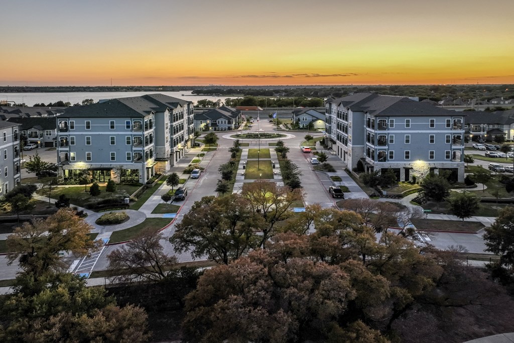 aerial view of Reveal on the Lake Rowlett, TX apartments