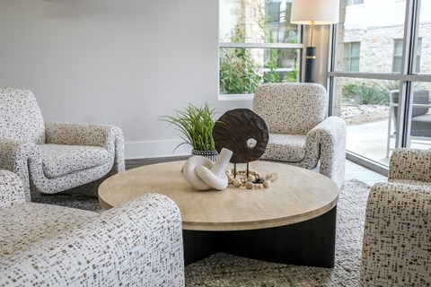 social lounge with conversation areas at The Allure apartments