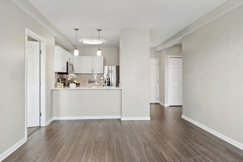 spacious, open-concept kitchen and living area HighPoint luxury apartments