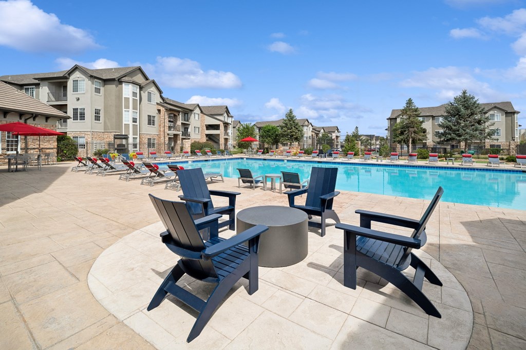 poolside lounging area at Red Hawk Ranch apartments