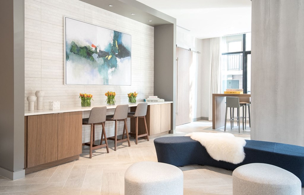 Clubhouse Kitchen Breakfast Bar with Stools at Berkshire 15, Washington, DC